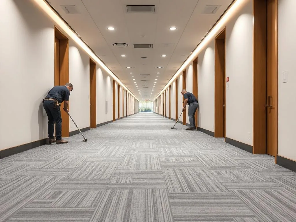 Commercial office corridor carpet installation by Angelo's Flooring in Northeast Ohio
